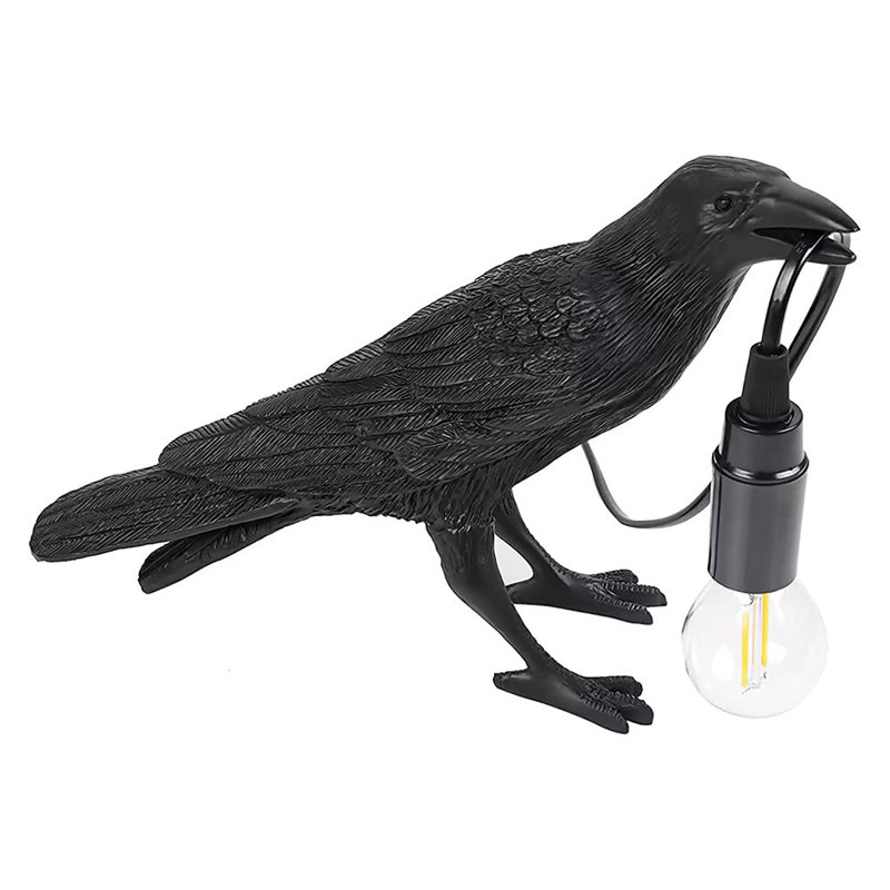 Loon Peak® Raven Table Lamp LED Resin Novelty Lamps Crow Bird Art Decor